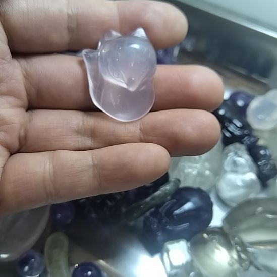 老***电未镶嵌颈饰水晶天然粉水晶狐狸