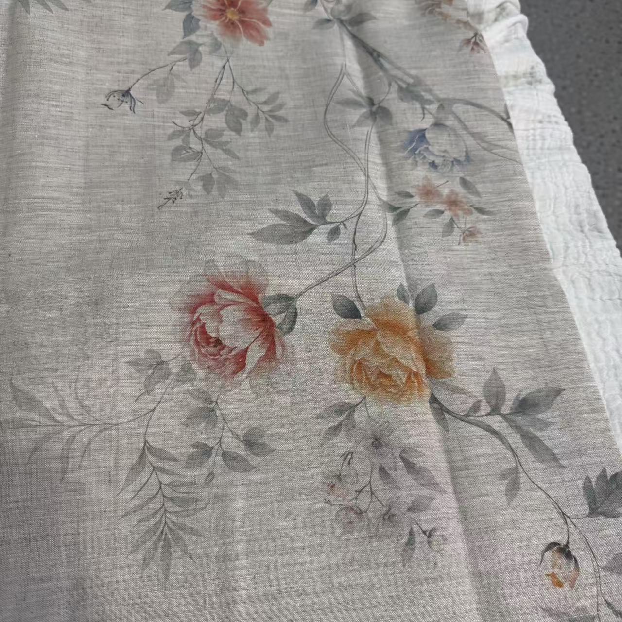 B226 牡丹花开 双雨露汉麻床单 240*250