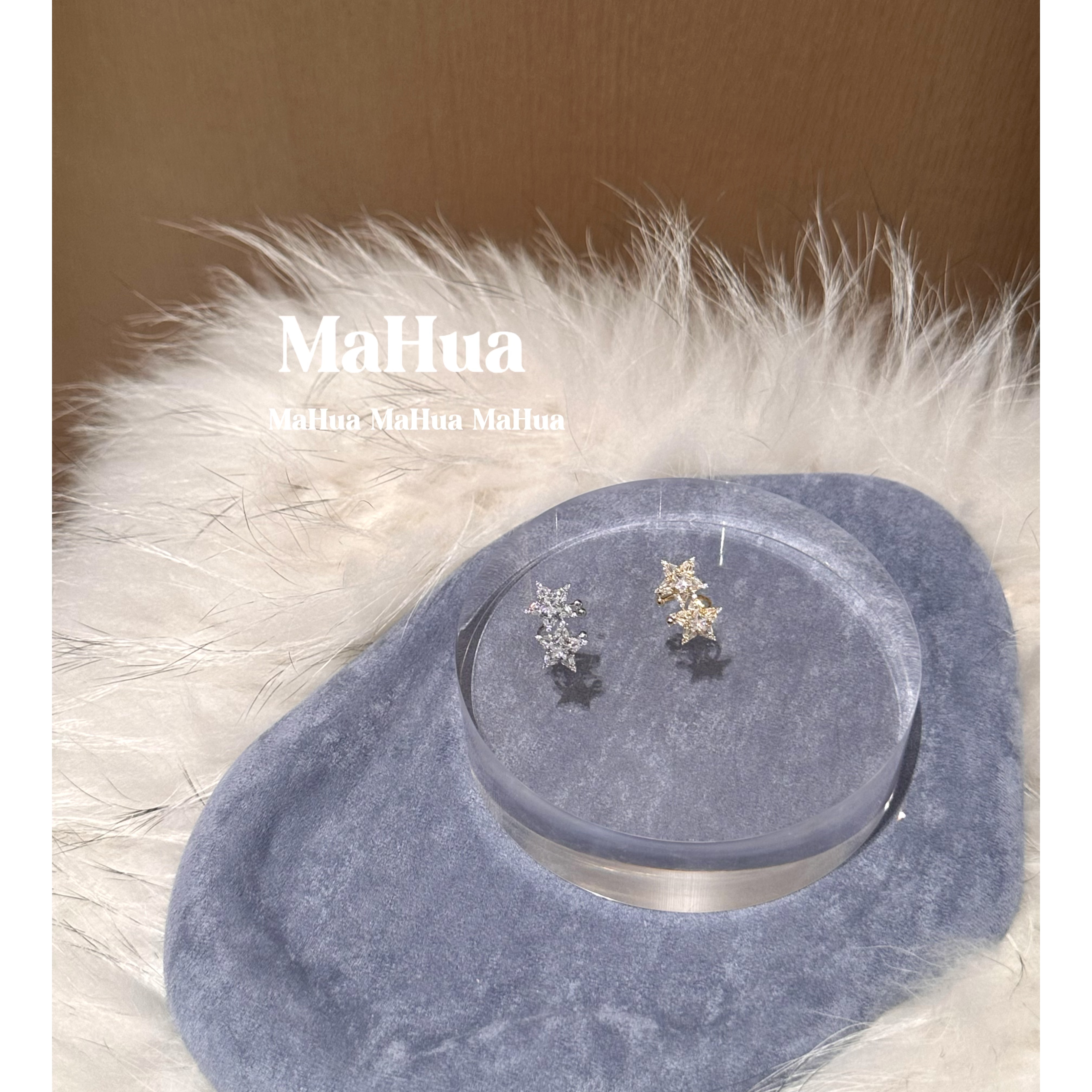 铜合金合成锆石耳饰 P2287 星星耳骨夹