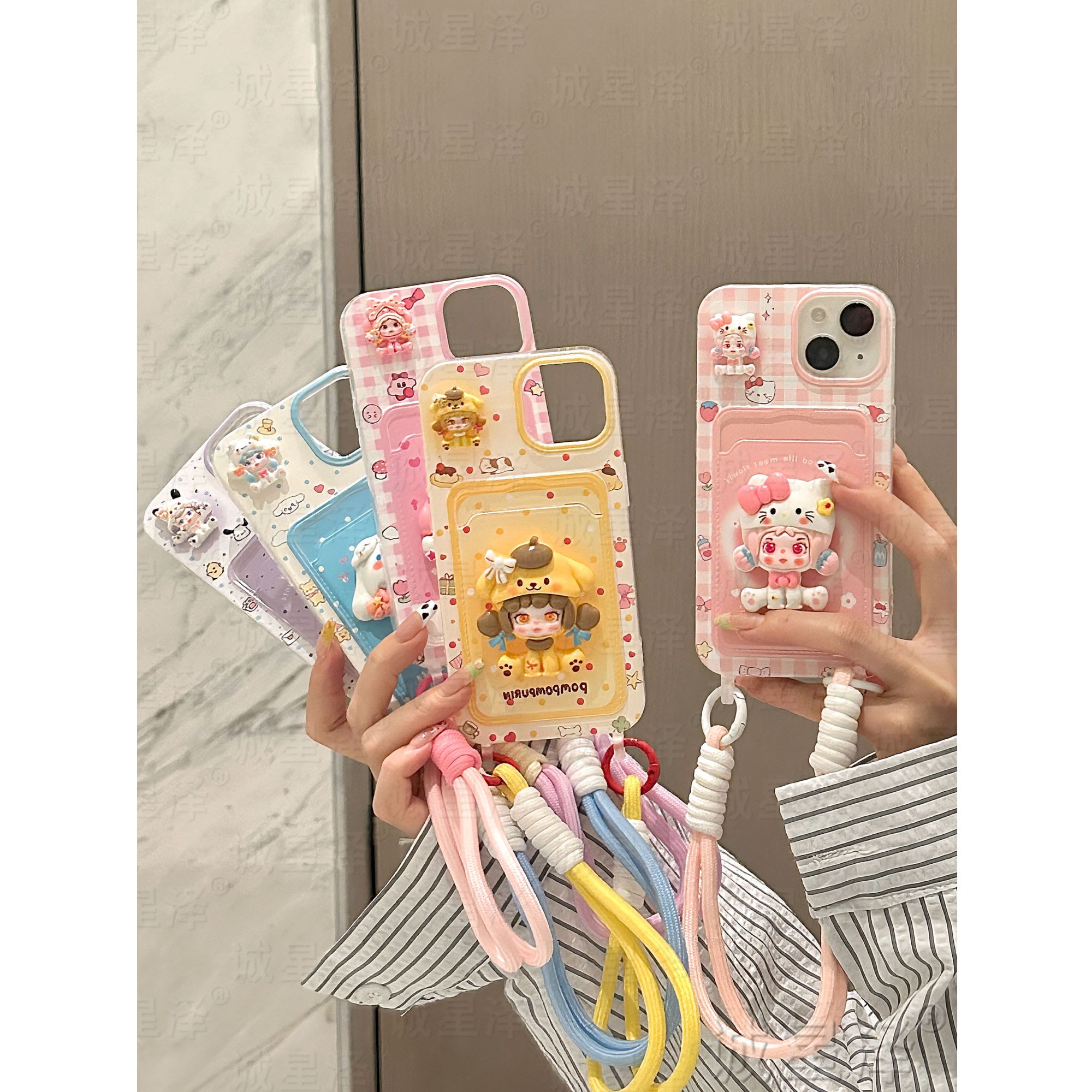 卡包三丽鸥适用苹果16Pro手机壳iPhone/华为/VIVO/OPPO/小米全包