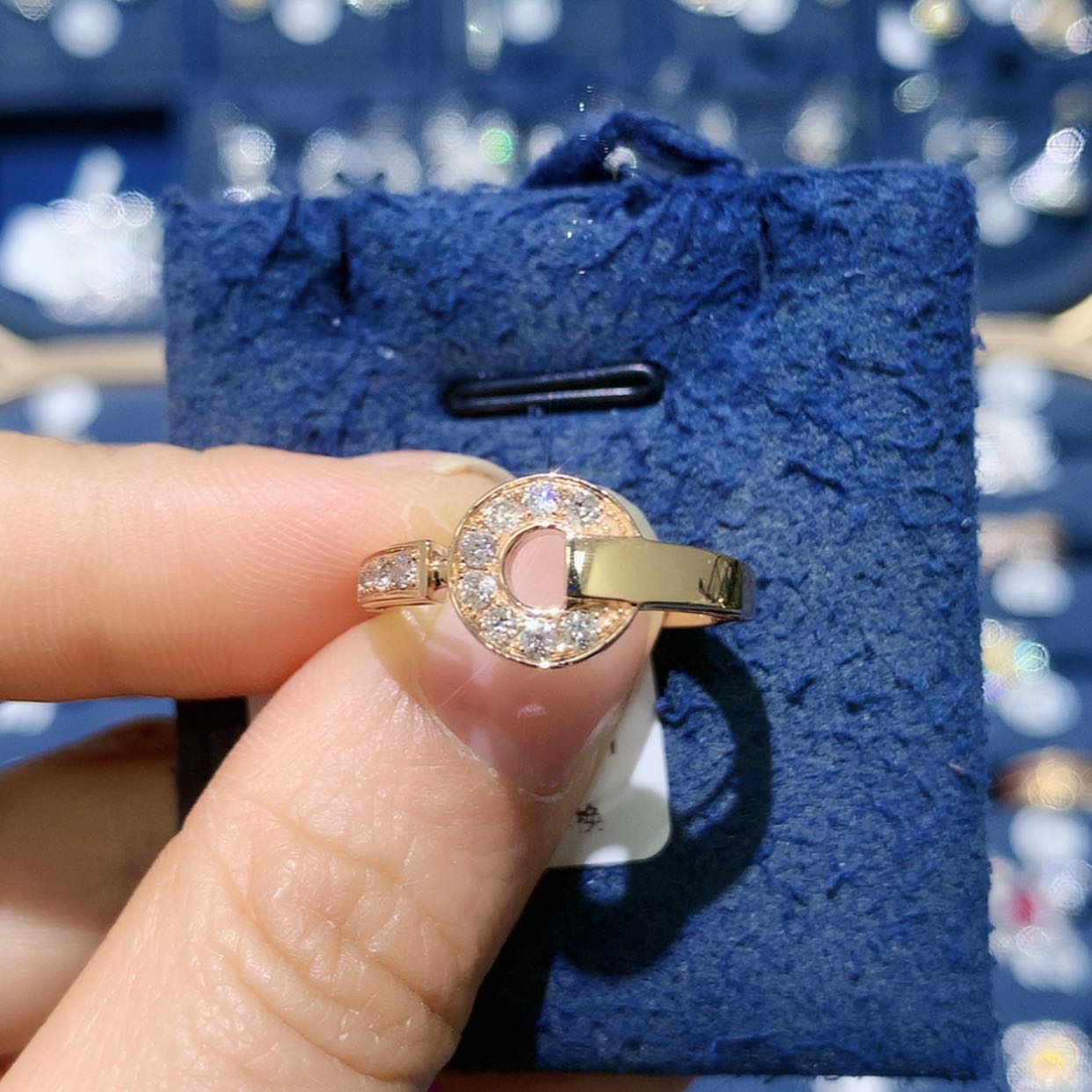 【闪购商品】钻石戒托18K金镶嵌铜钱戒指