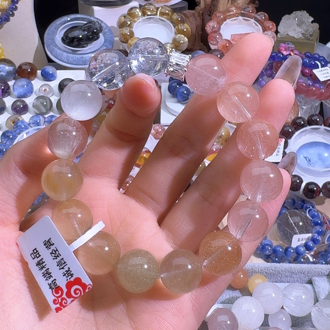 水晶手链合金小*头天然巴西兔毛手串2