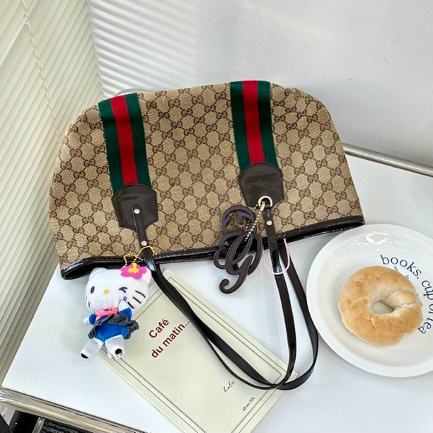 95新 GUCCI/古驰 老花手提单肩托特包
