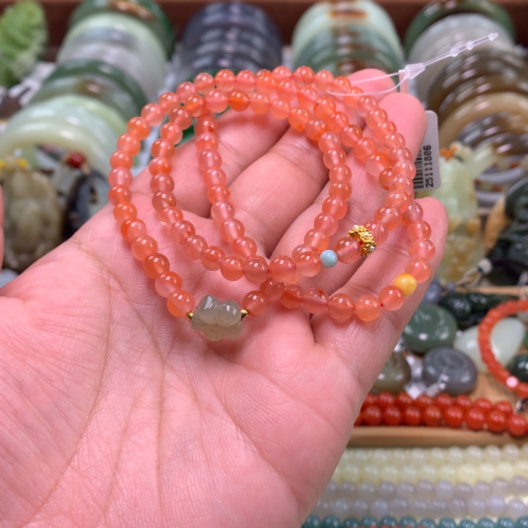 南红玛瑙未镶嵌手链卡0.6