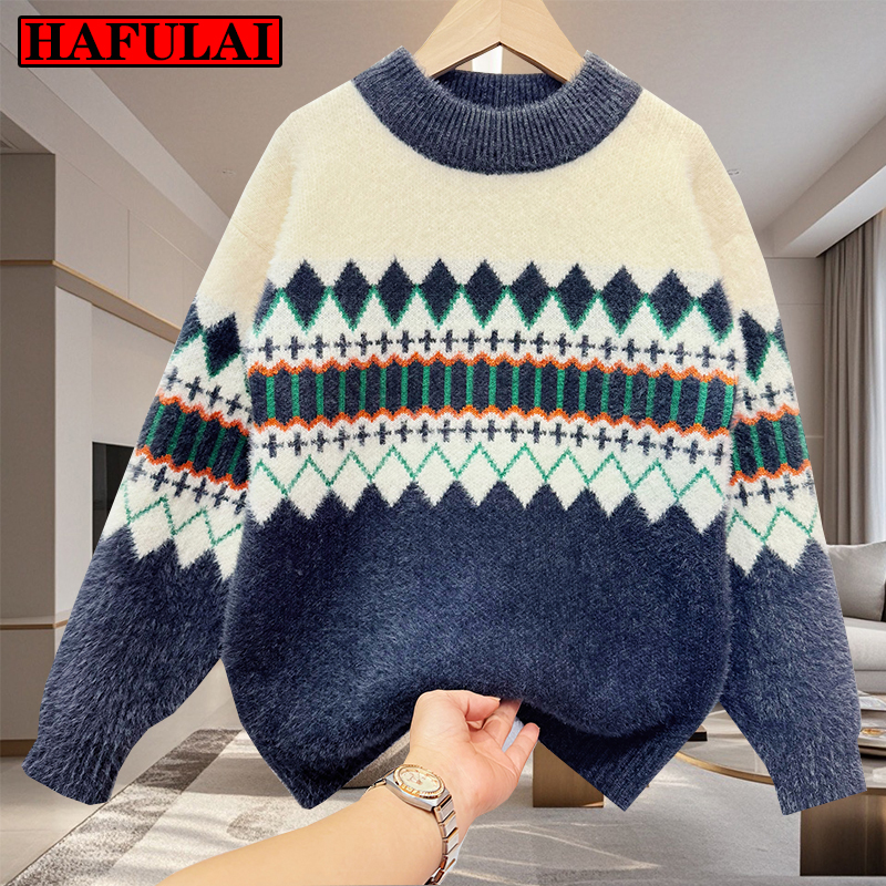 水绒绒男童童装中大童针织毛衣打底衫儿童洋气宝宝加厚高领2025冬