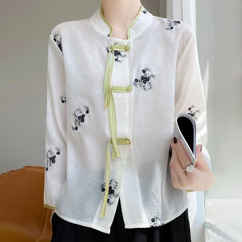中国风印花扣衬衫小外套女装民族风时尚中国风女装