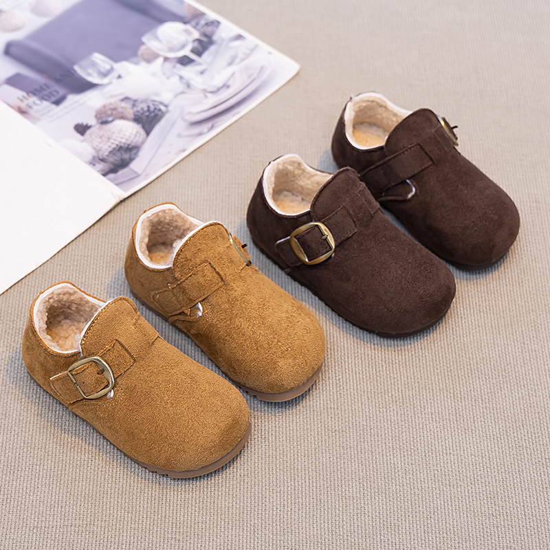 儿童勃肯鞋2025冬季新款女童加绒棉鞋毛毛鞋男童二棉鞋软底豆豆鞋
