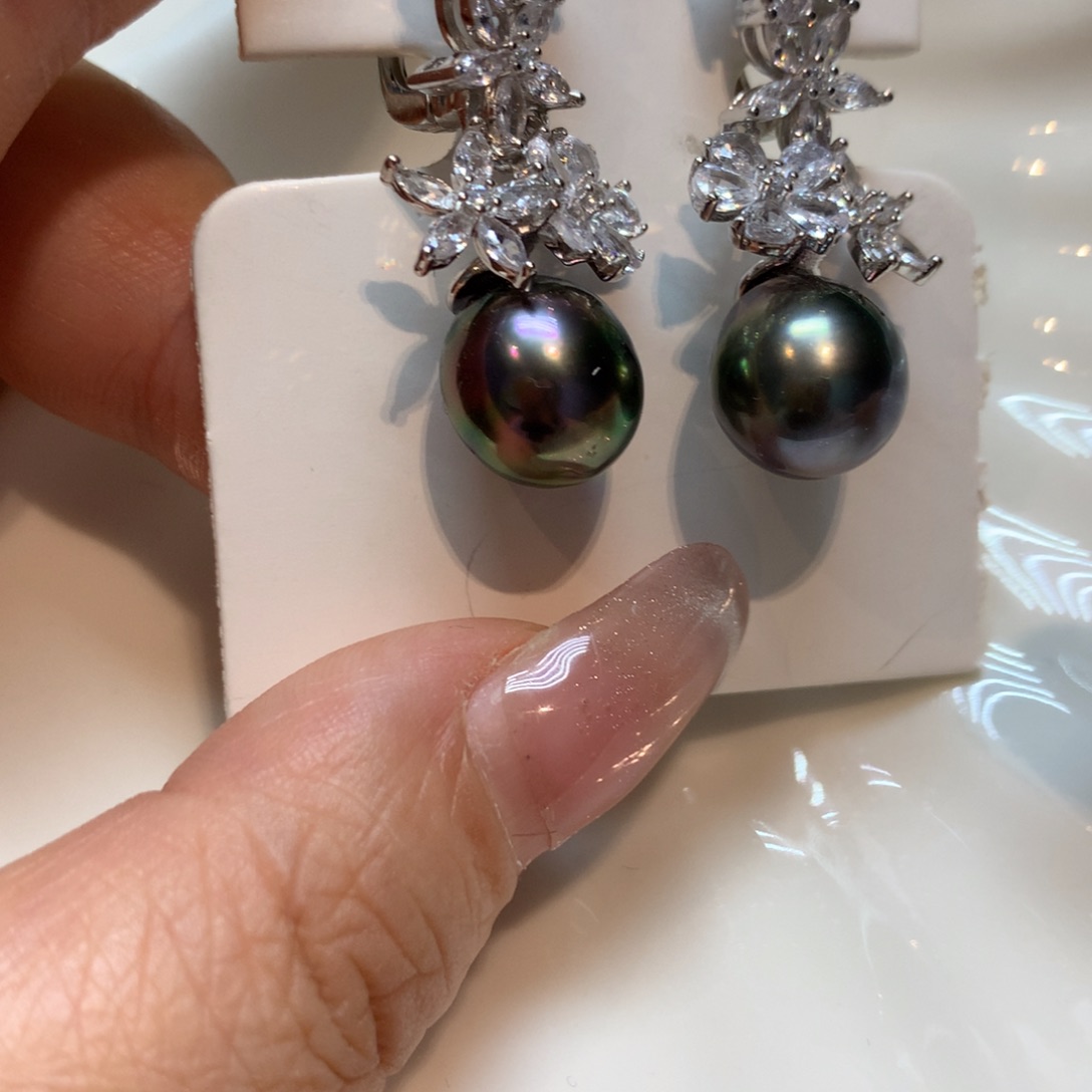 海水珍珠耳饰银S925镶嵌