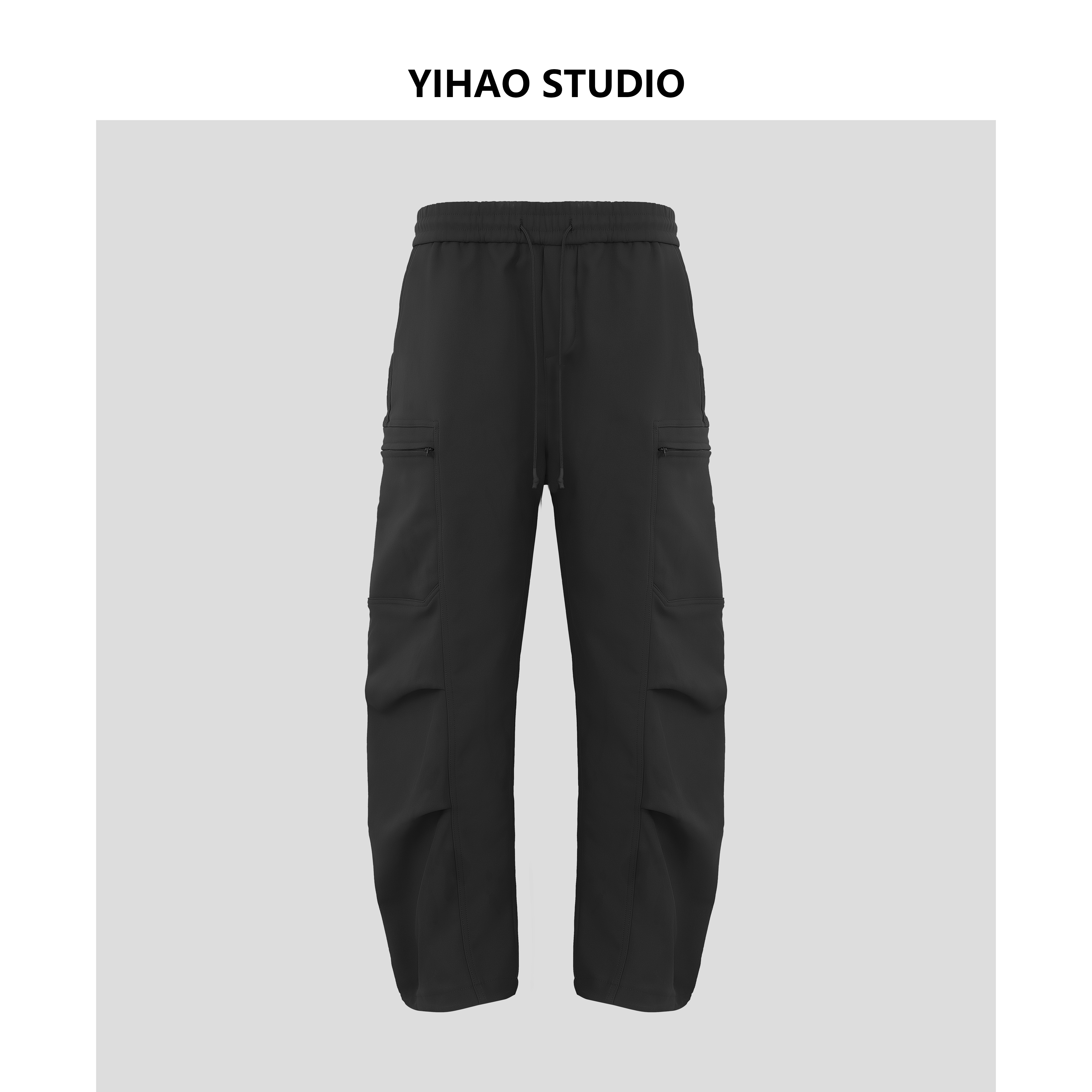 冬季新款男士加绒加厚弯刀裤裤子宽松多口袋工装休闲裤保暖长裤