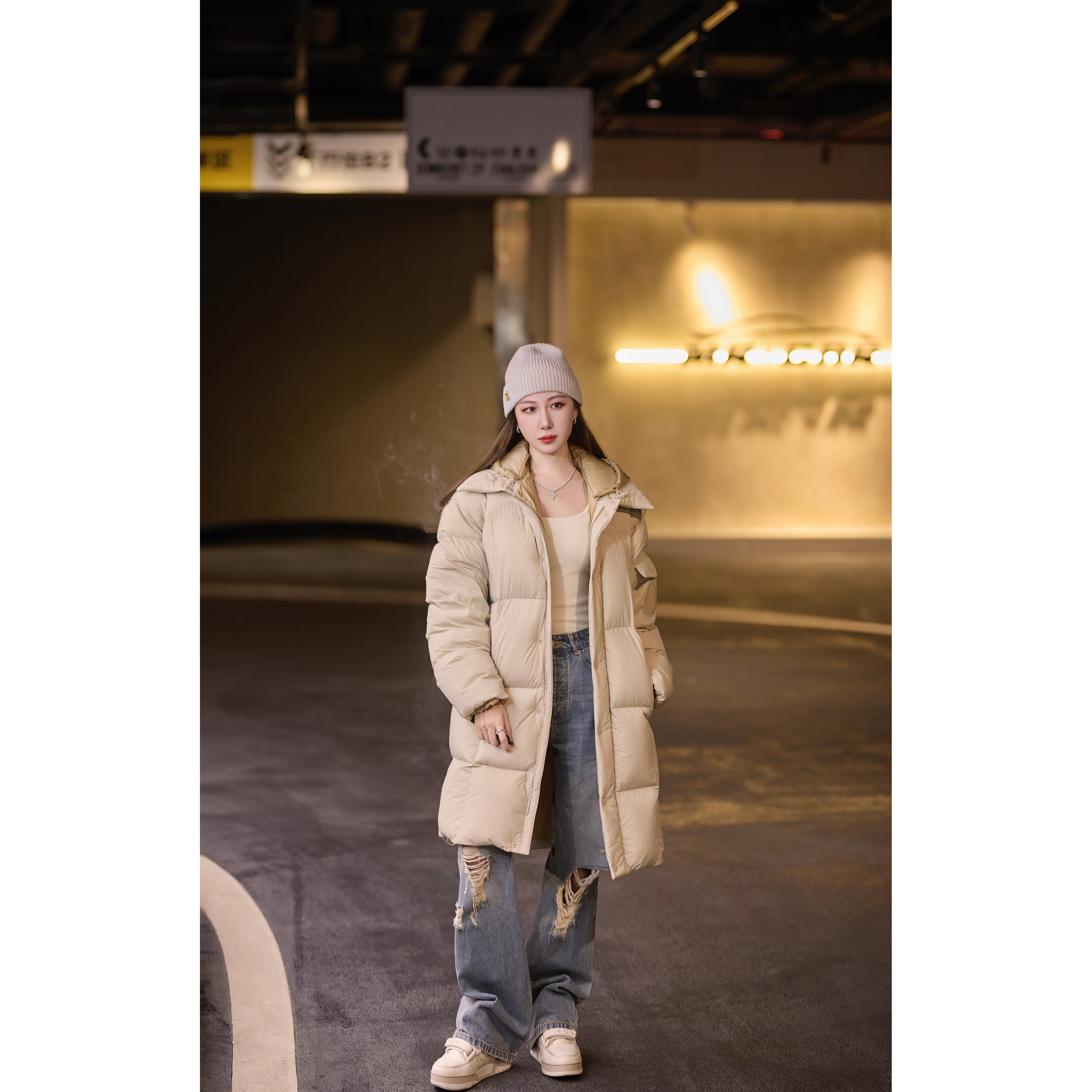 PHITHA ‘禾下‘ 高定杏色男女同款鹅绒羽绒服中长款