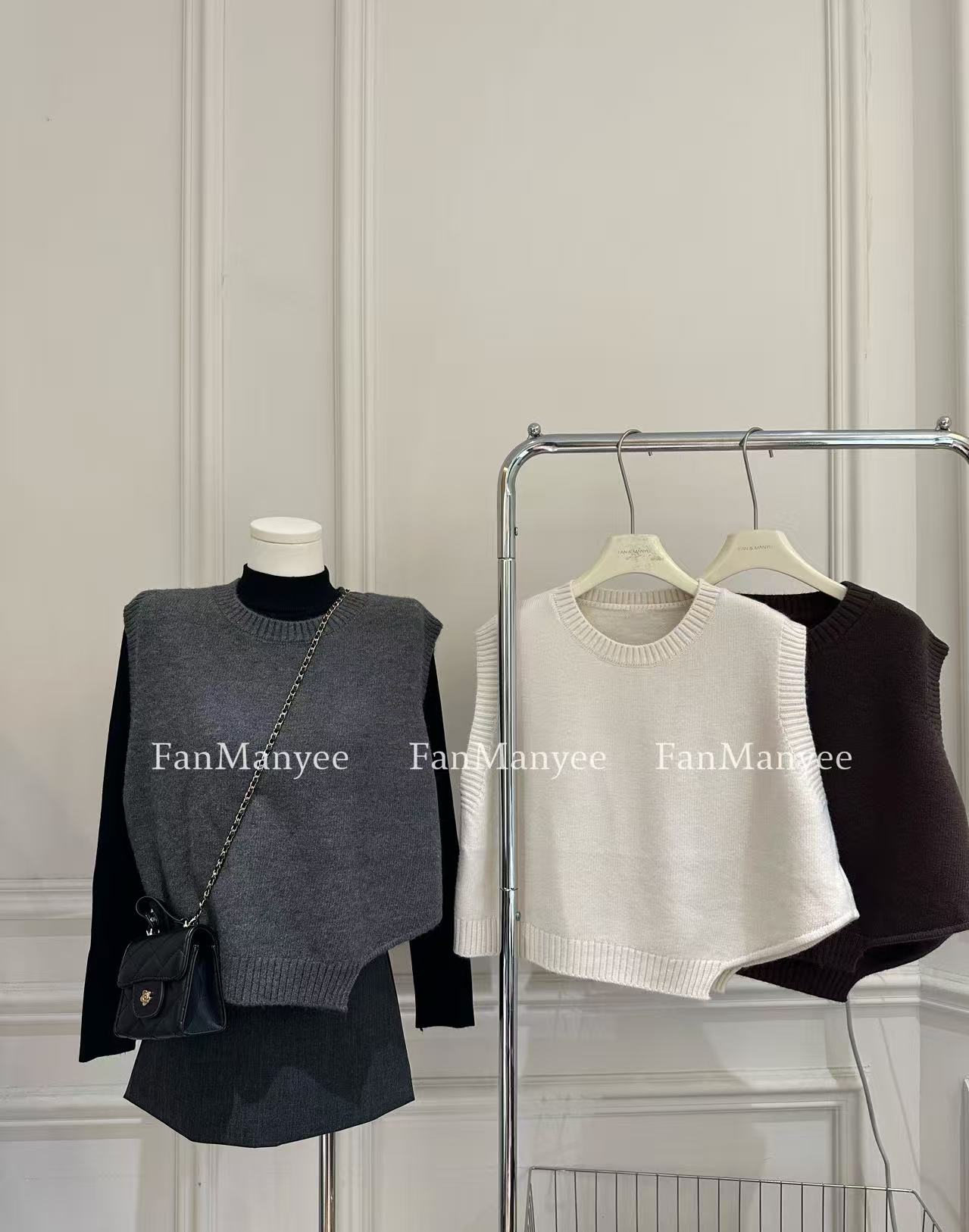 【纯色马甲】秋季韩系下摆不规则百搭宽松可 叠穿无袖马甲x