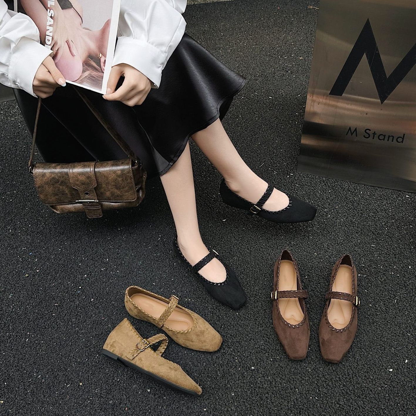 杜米亚磨砂复古圆通浅口舒适单鞋D709281-2