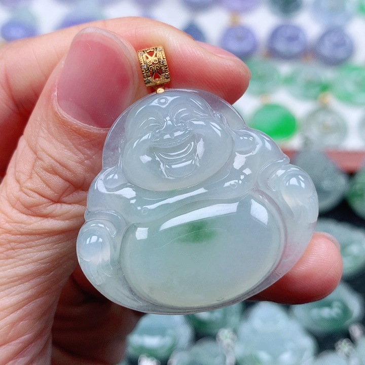 翡翠吊坠(不含链)18K金镶嵌