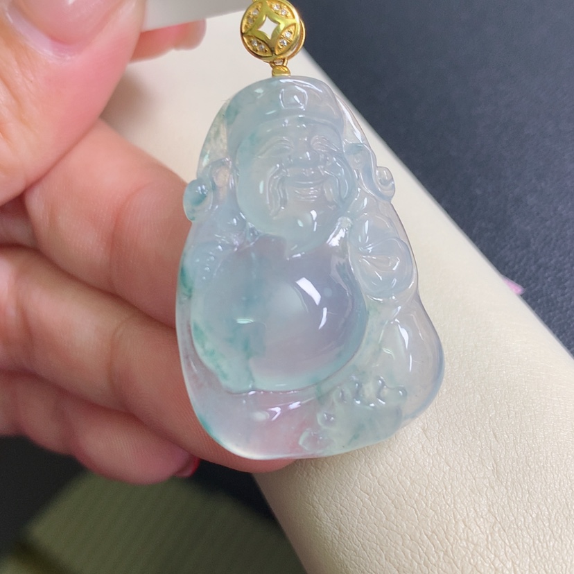 【闪购商品】翡翠颈饰18K金镶嵌财神