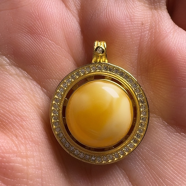 蜜蜡银S925镶嵌吊坠(不含链)吊坠