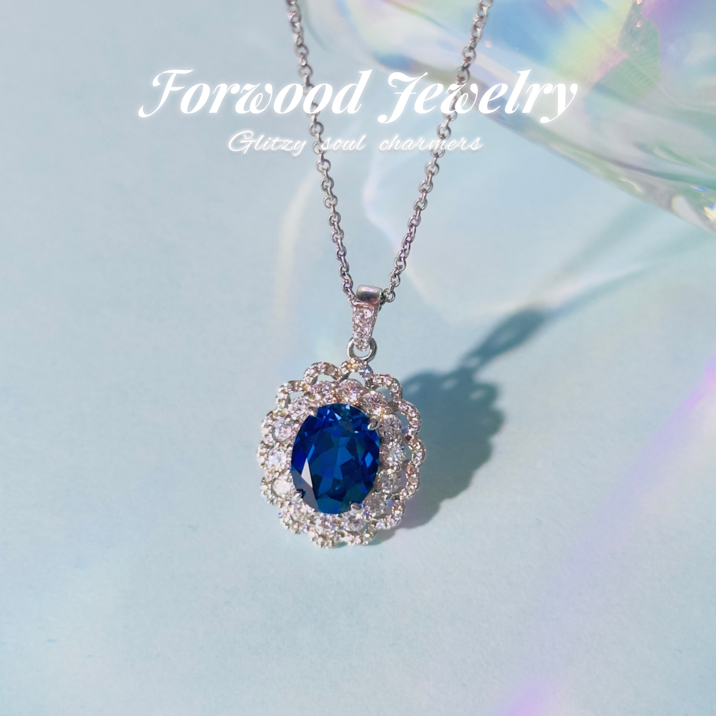 蘩花一麓 培育蓝宝石925银项链【爱丽丝梦境】3.55ct百搭日常#7015