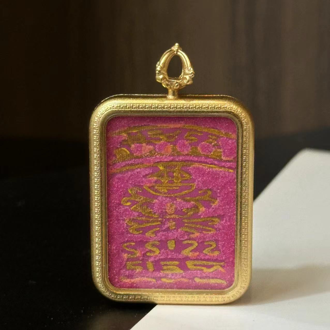铜合金吊坠 新中式粉色国风唐卡吊坠-4677