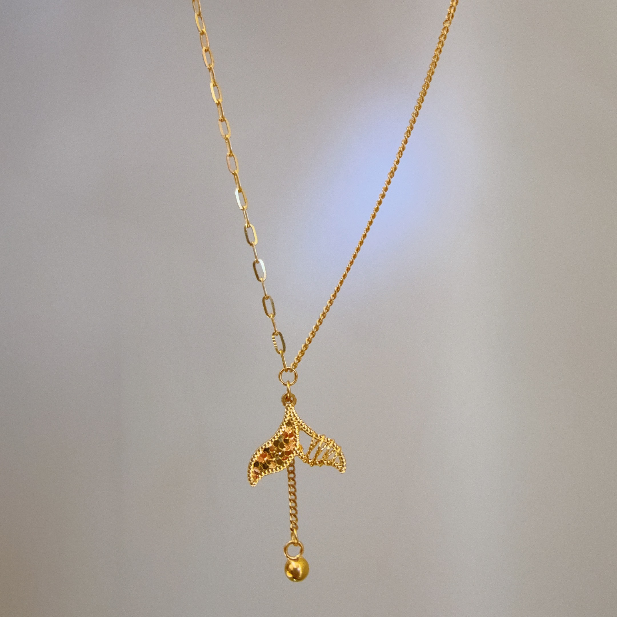 5G工艺足金999鱼尾余生有你套链