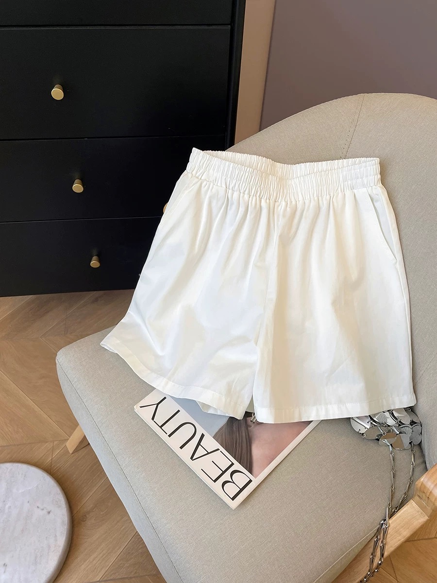  GG•阁阁【1435 1436】黑白色休闲短裤女款简约松紧百搭显瘦运动风