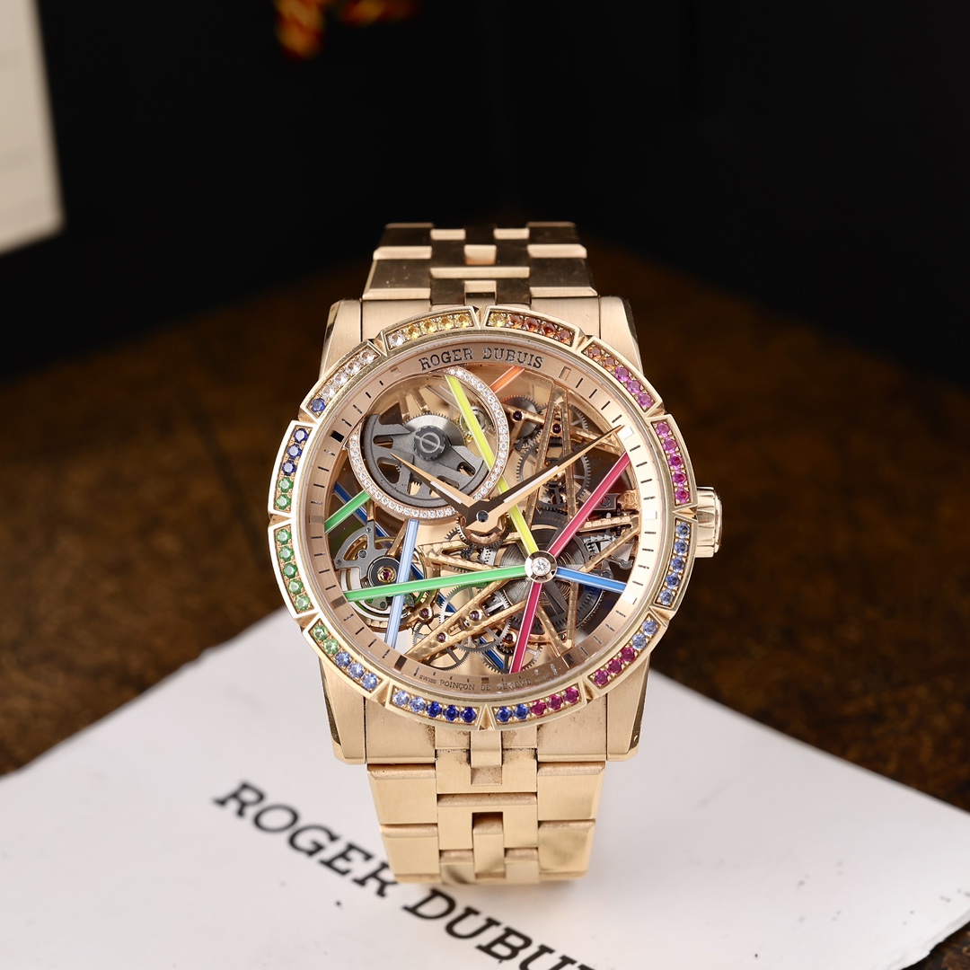 95新 ROGER DUBUIS/罗杰杜彼 DBEX0861霓虹灯 42mm 2021年保卡
