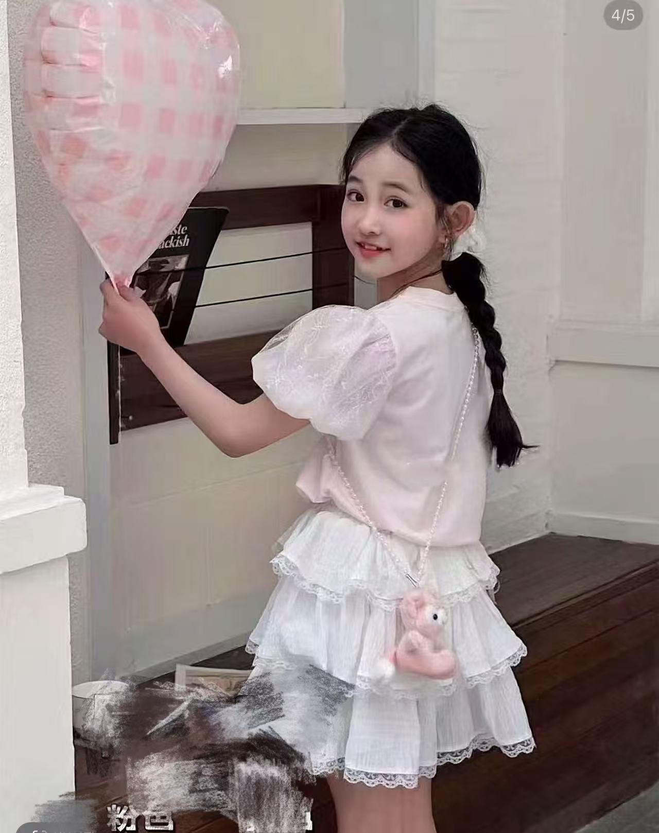 新款洋气女宝宝夏装卡通短袖裙子两件套