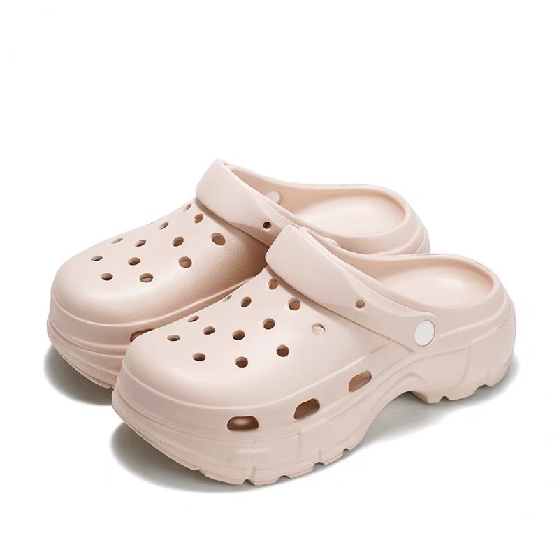 厚底包头洞洞鞋沙滩防滑鞋软底增高拖鞋