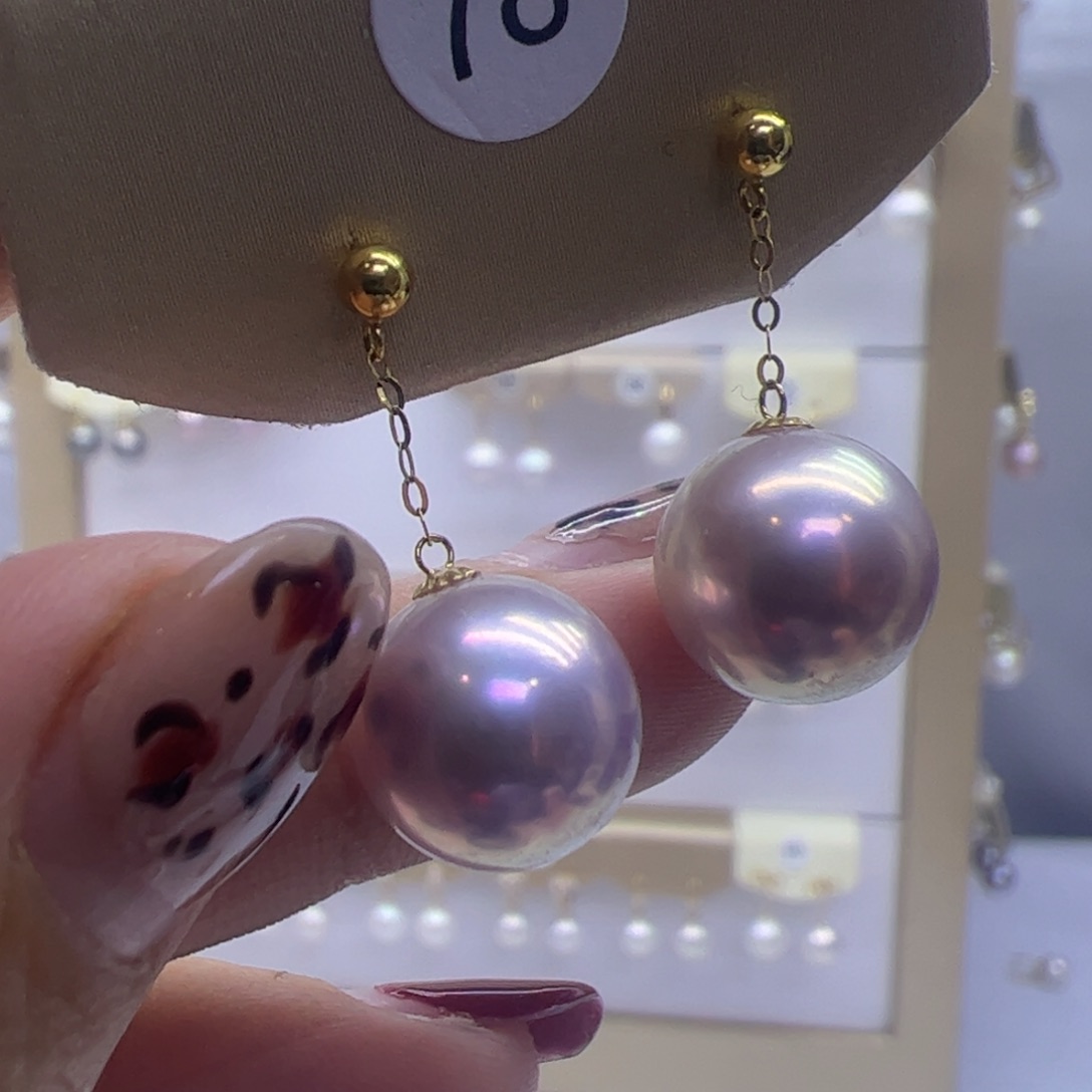 淡水珍珠耳饰18K金镶嵌