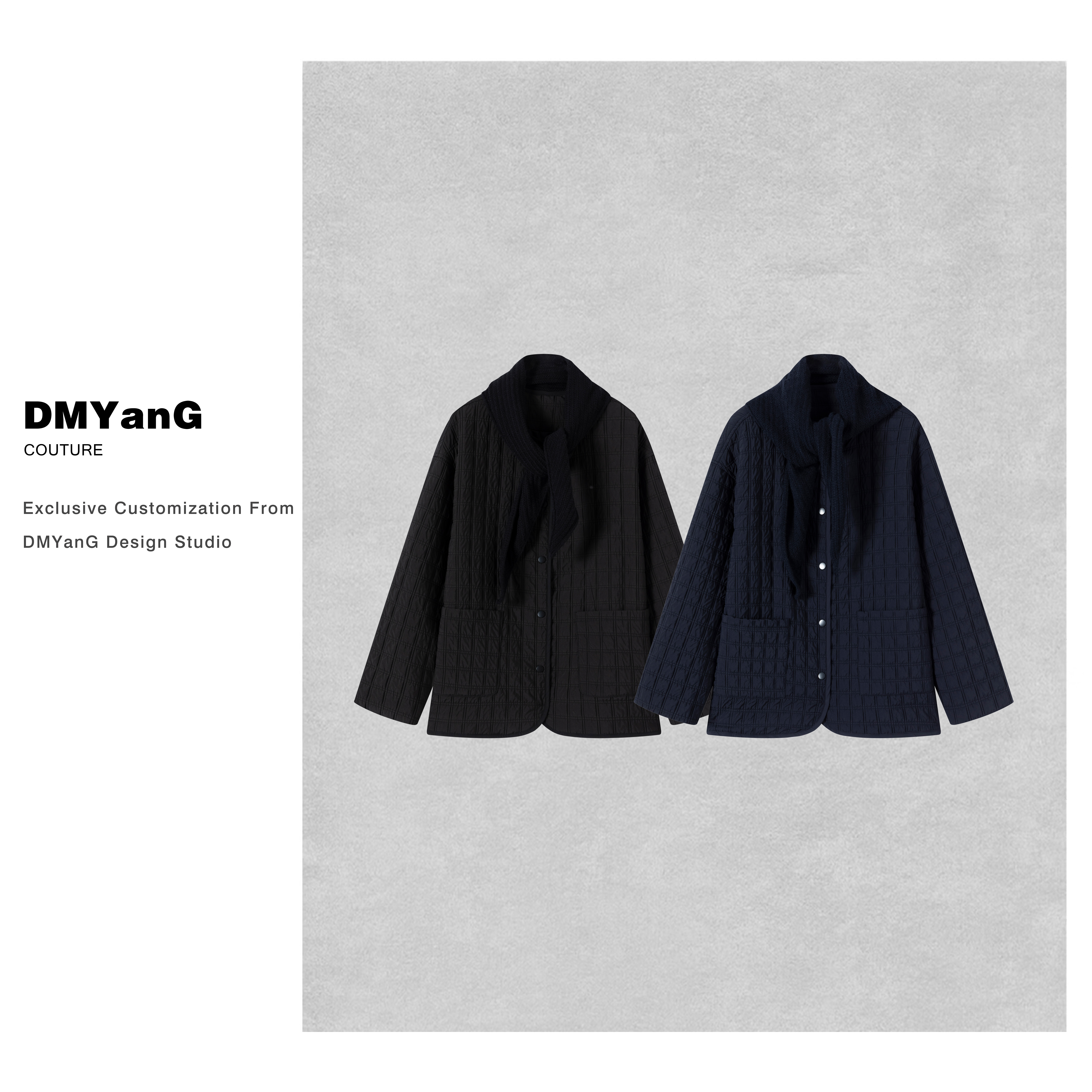 显瘦格子简约带披肩休闲棉服DMY1571