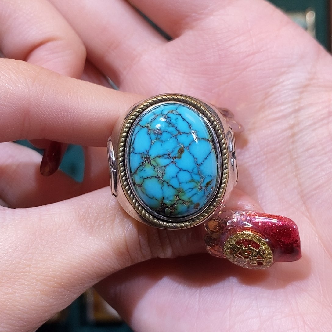 绿松石戒指银S925镶嵌s****g戒指