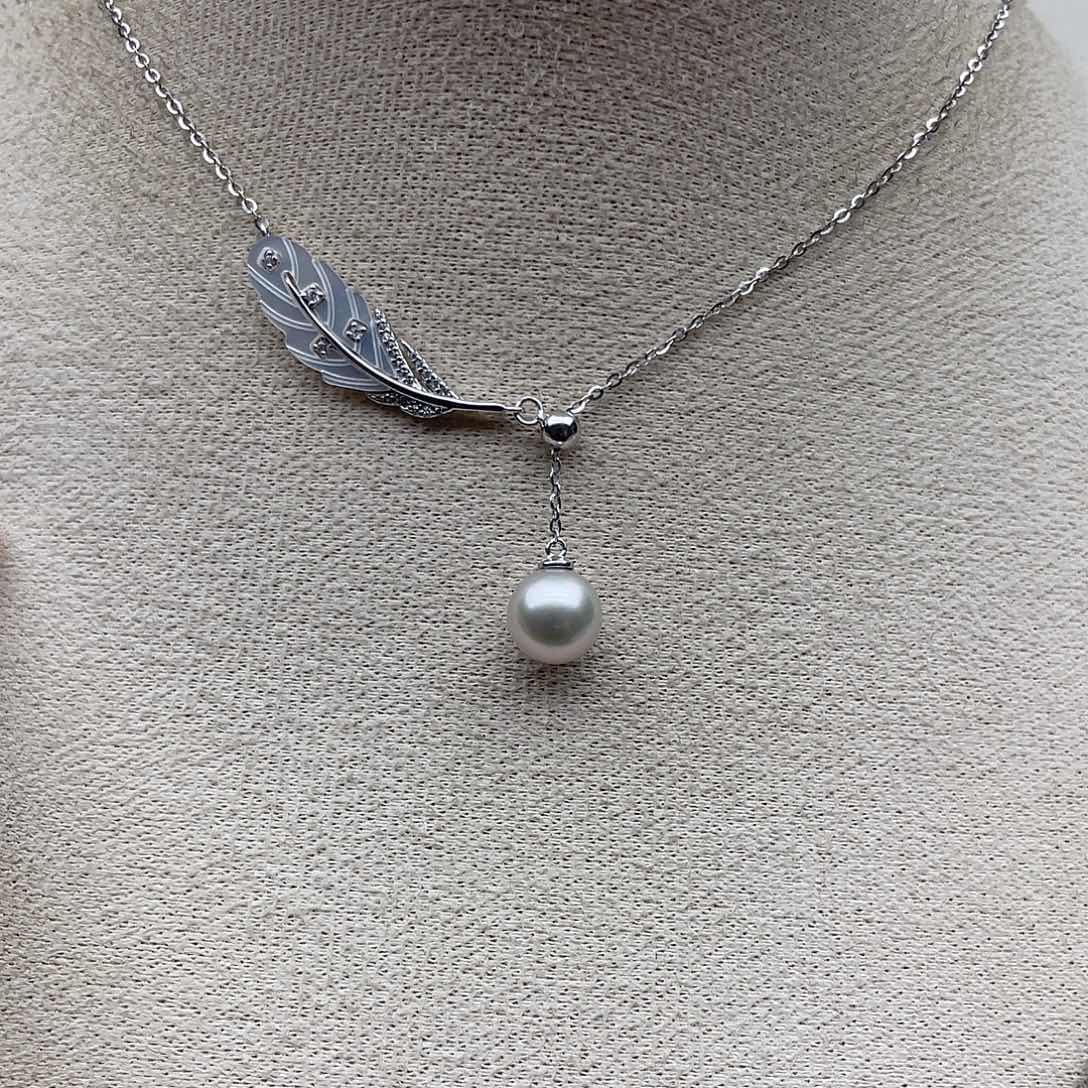 银S925镶嵌海水珍珠套链60