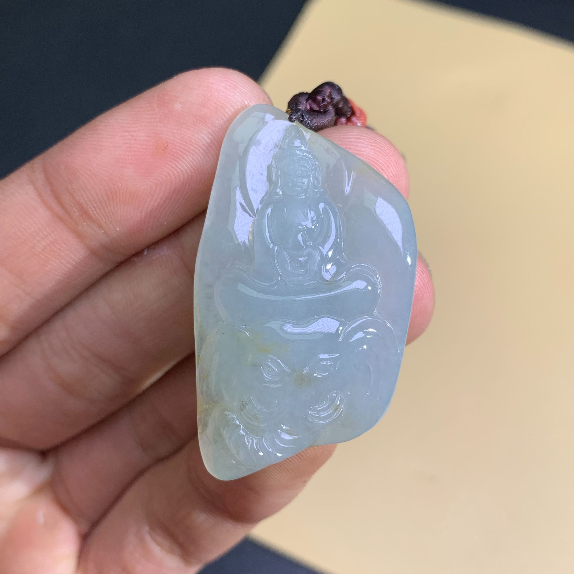 冰种普贤菩萨吊坠，天然缅甸a货翡翠(全手工精雕工厂直营品质保真)