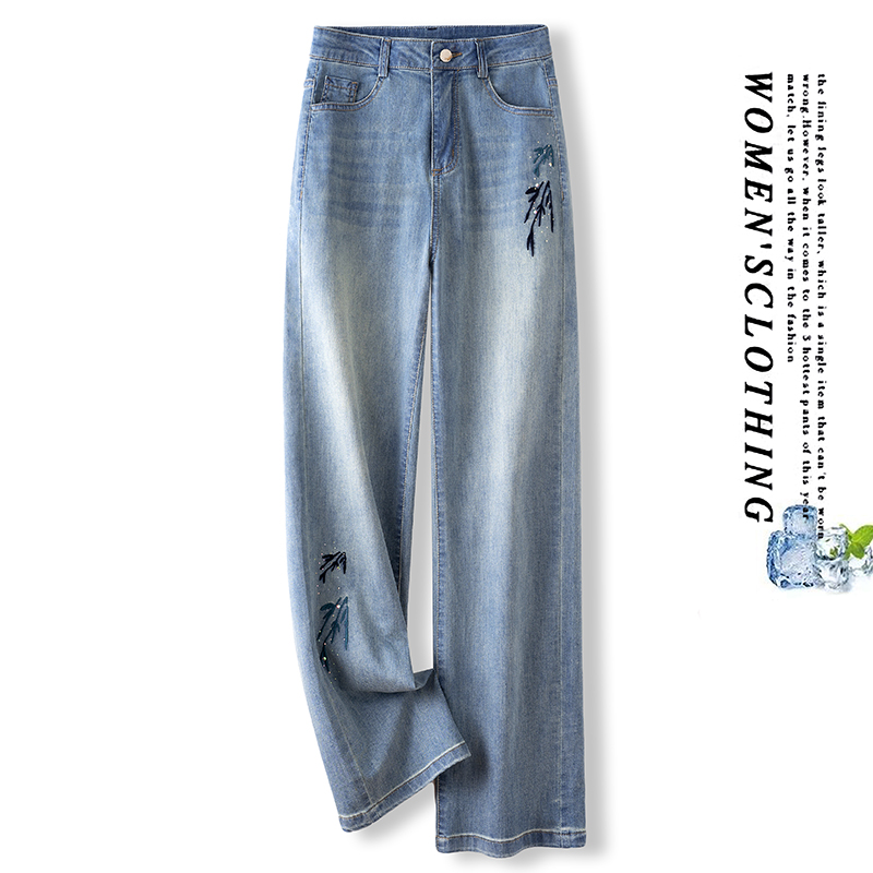 时髦减龄春夏高腰显瘦牛仔阔腿裤女2025春季新款复古休闲风直筒裤