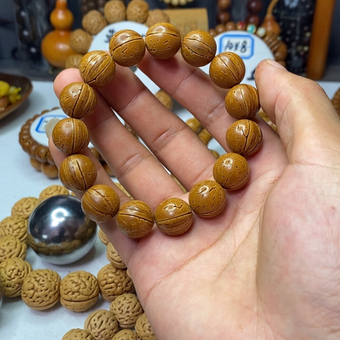 本***废桃核手串东北野生桃核光珠