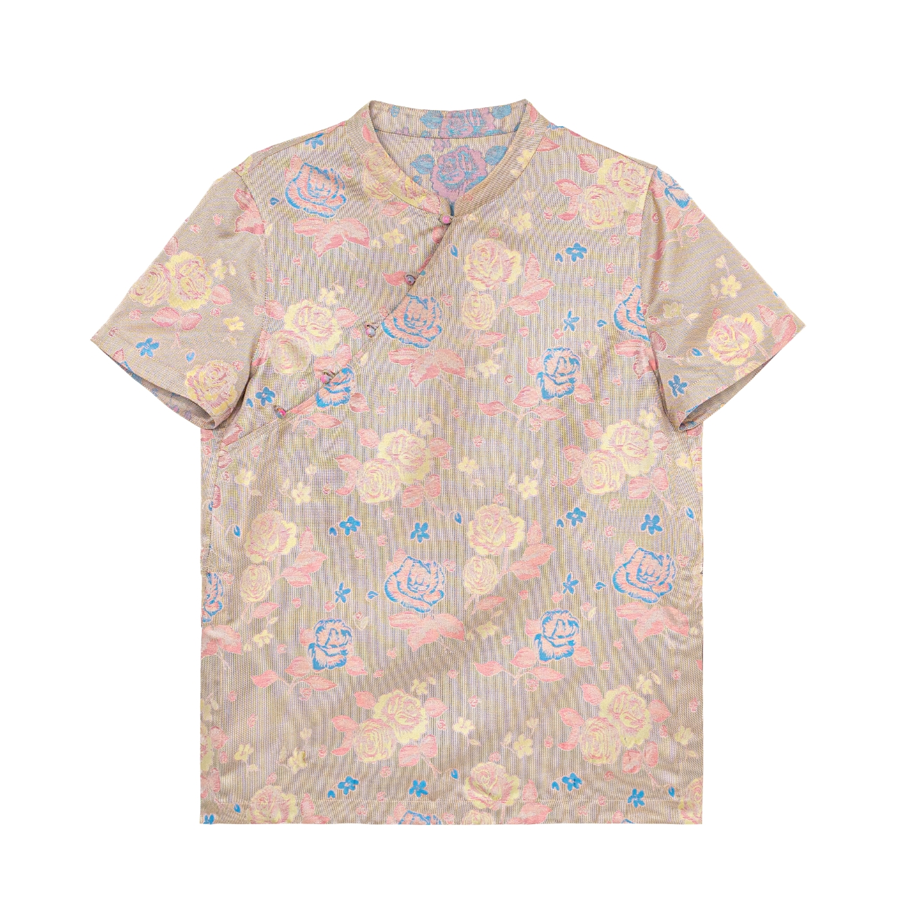 【茉白】新中式桑蚕丝夏季异色罗斜襟小衫圆领宽松上衣国风A512381