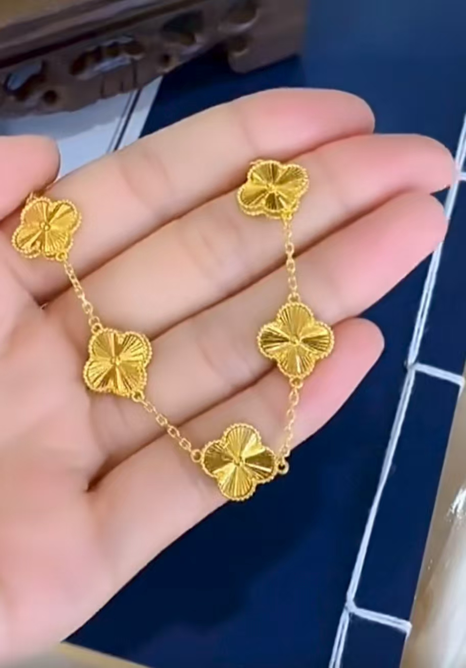 铜合金手链 A1036【镭射四叶草手链】CNC碎冰冰手链