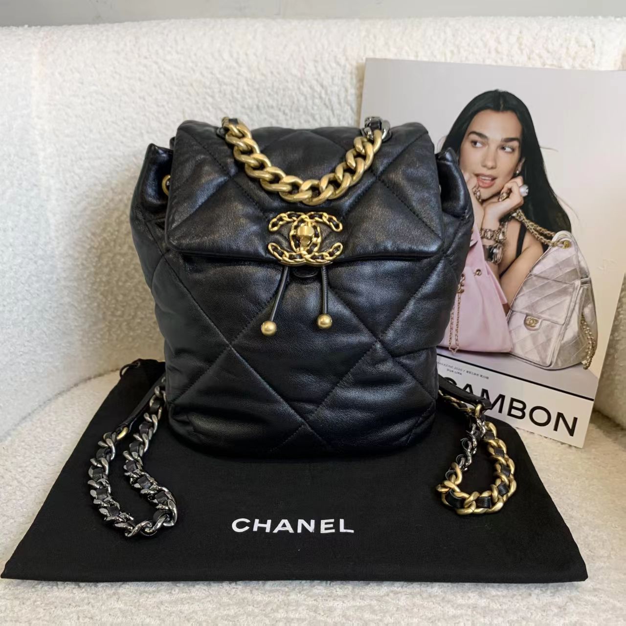 99新 Chanel/香奈儿 壹臻/24C黑金19bag双肩包/72062861