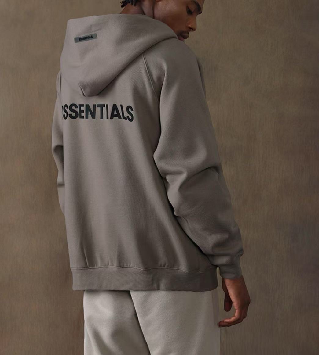 ESSENTIALS【SS20】连帽拉链硅胶Logo开衫卫衣外套