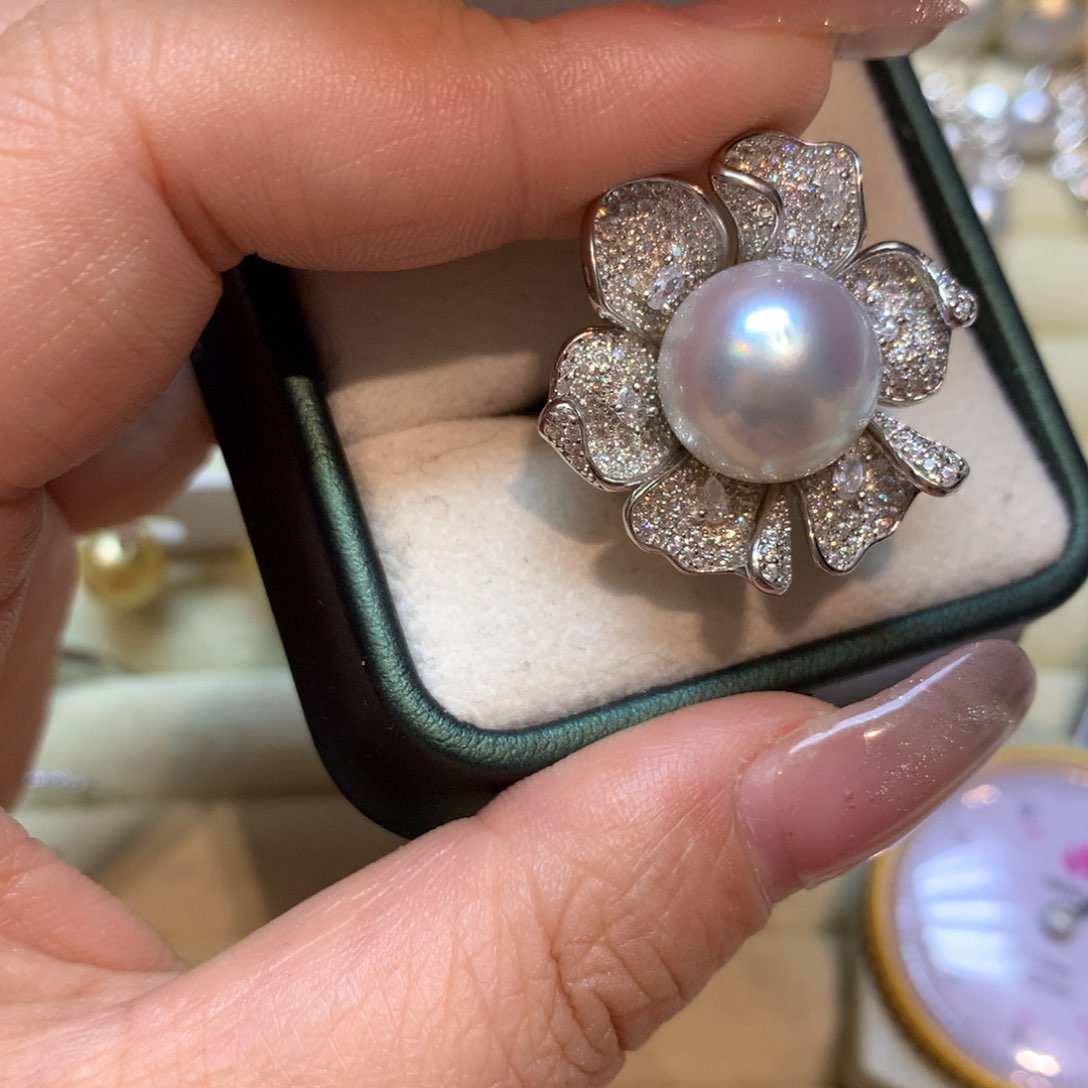 海水珍珠戒指银S925镶嵌