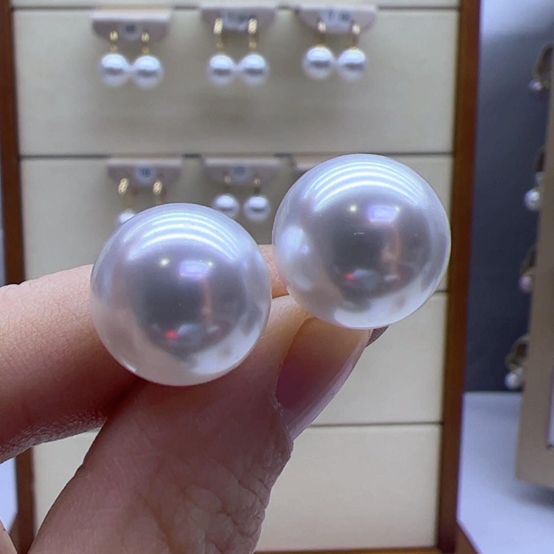 淡水珍珠耳饰18K金镶嵌