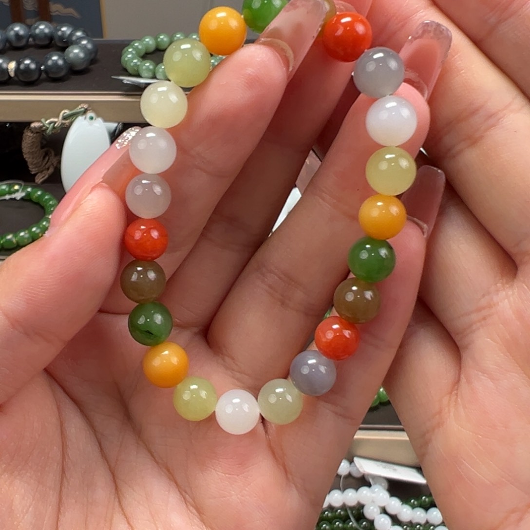 手串未镶嵌和田玉8毫米多宝圆珠