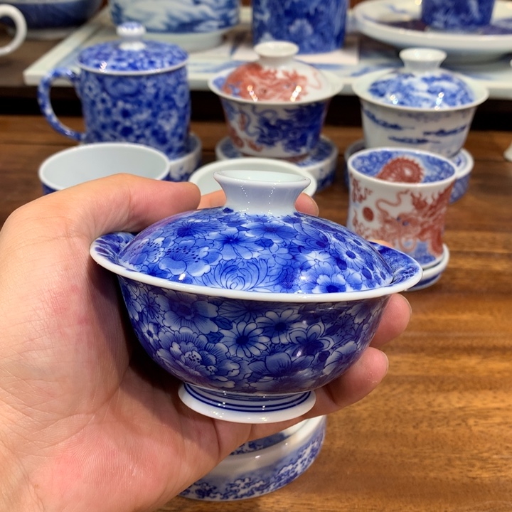 晓月柴窑 万花盖碗