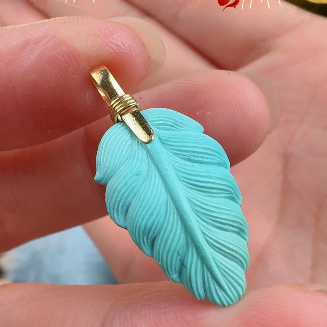 绿松石珠宝奇石18K金镶嵌