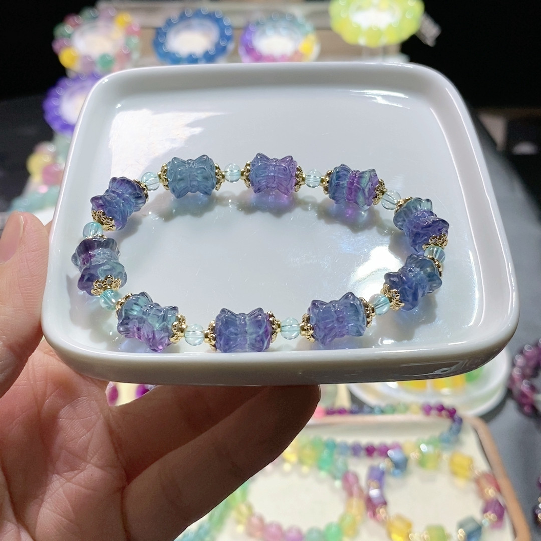 新货 星空紫蓝莲花珠 9加