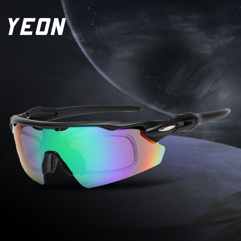 YEON/然运动太阳眼镜 骑自行车户外登山近视护目墨镜硅胶鼻托可调