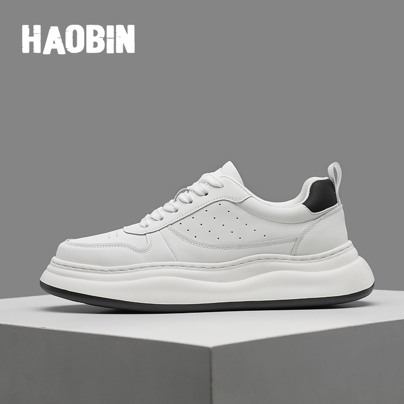 浩宾新款休闲鞋真皮百搭男士厚底韩版春季潮鞋时尚透气