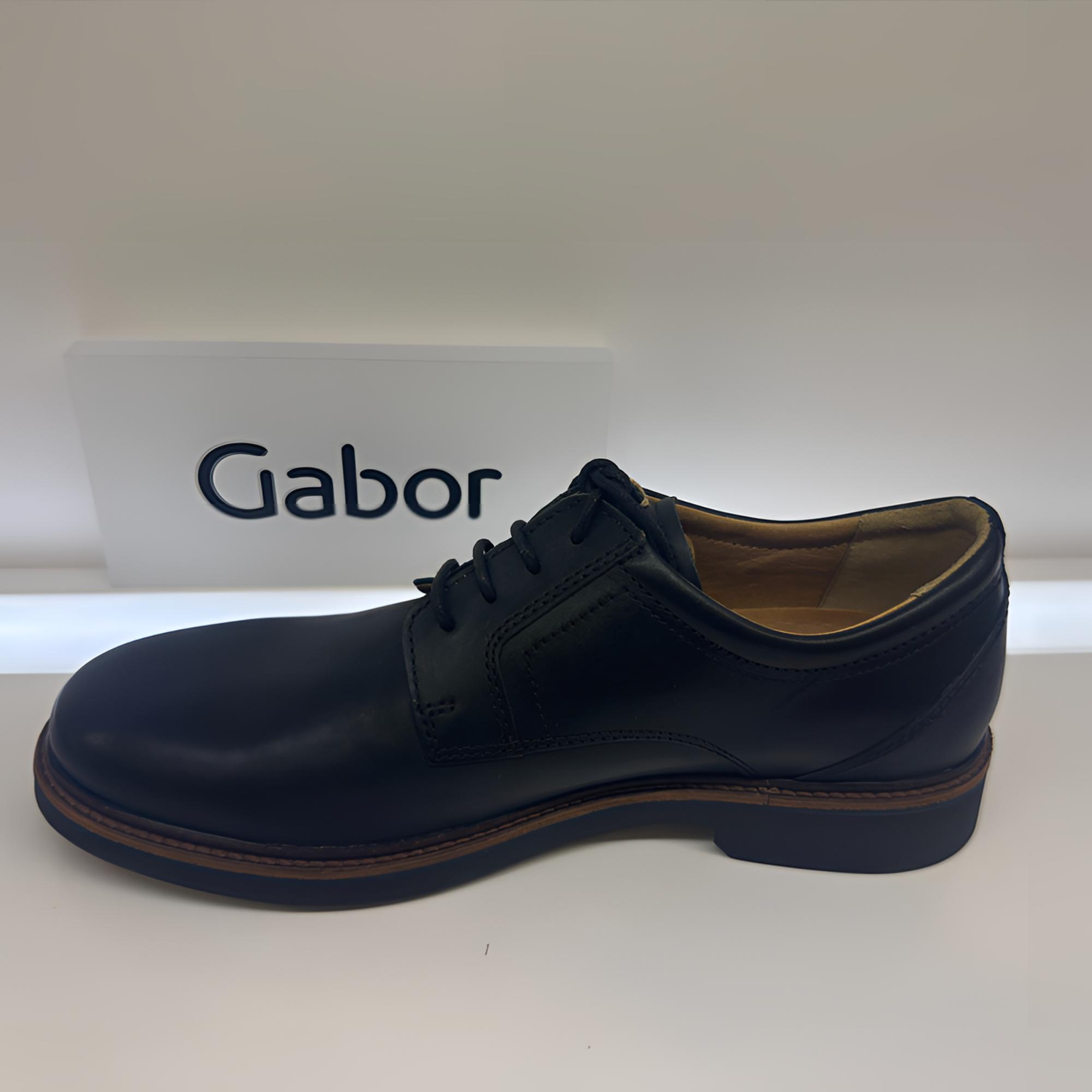 Gabor德国嘉步经典新款鞋10481001-23SS单鞋英伦风纯色系带圆头  