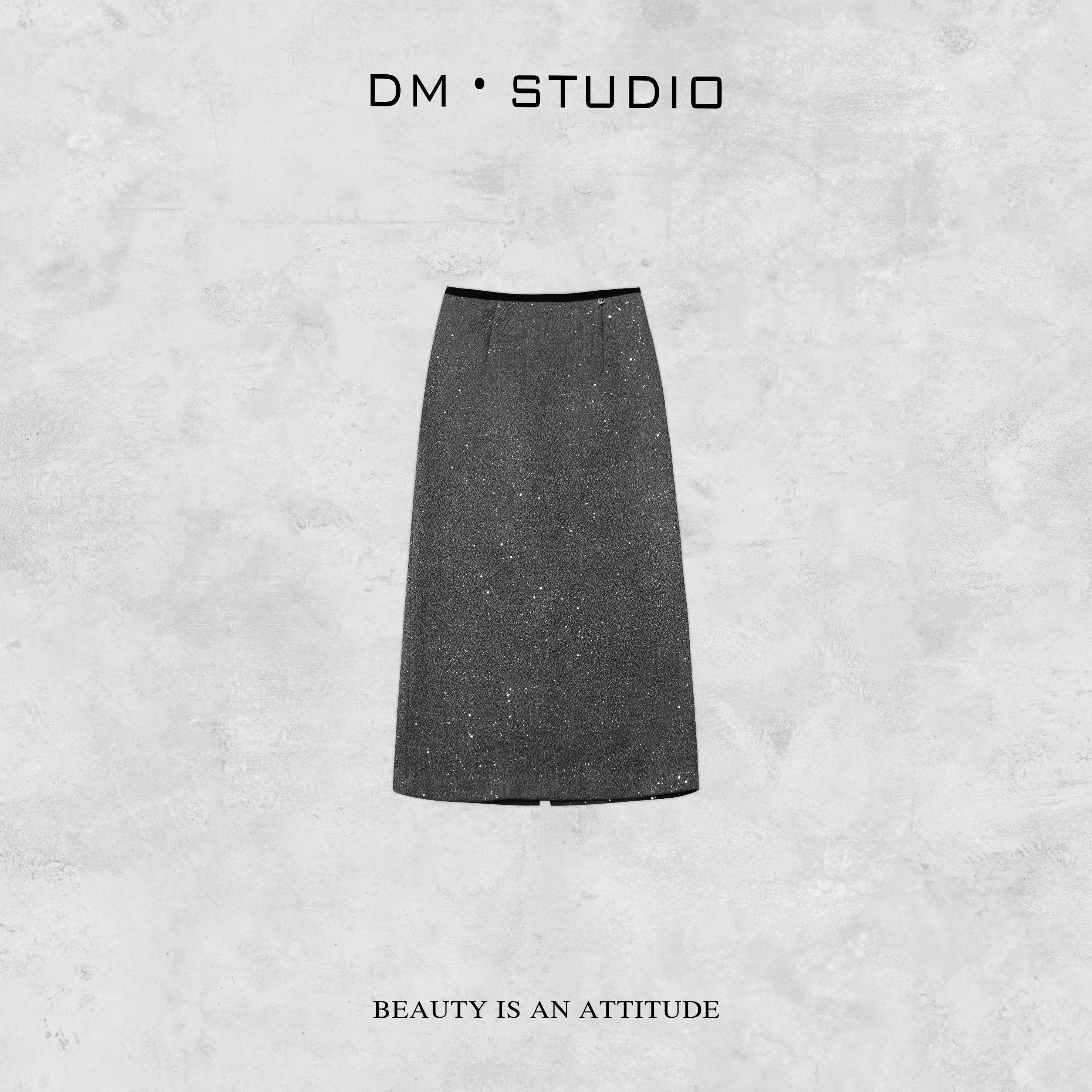 -DM•STUDIO/精致感百搭时尚细闪显瘦小众半身裙（A07310）