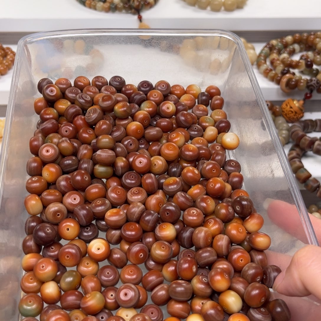 白玉菩提吊坠炫彩干磨算盘45颗