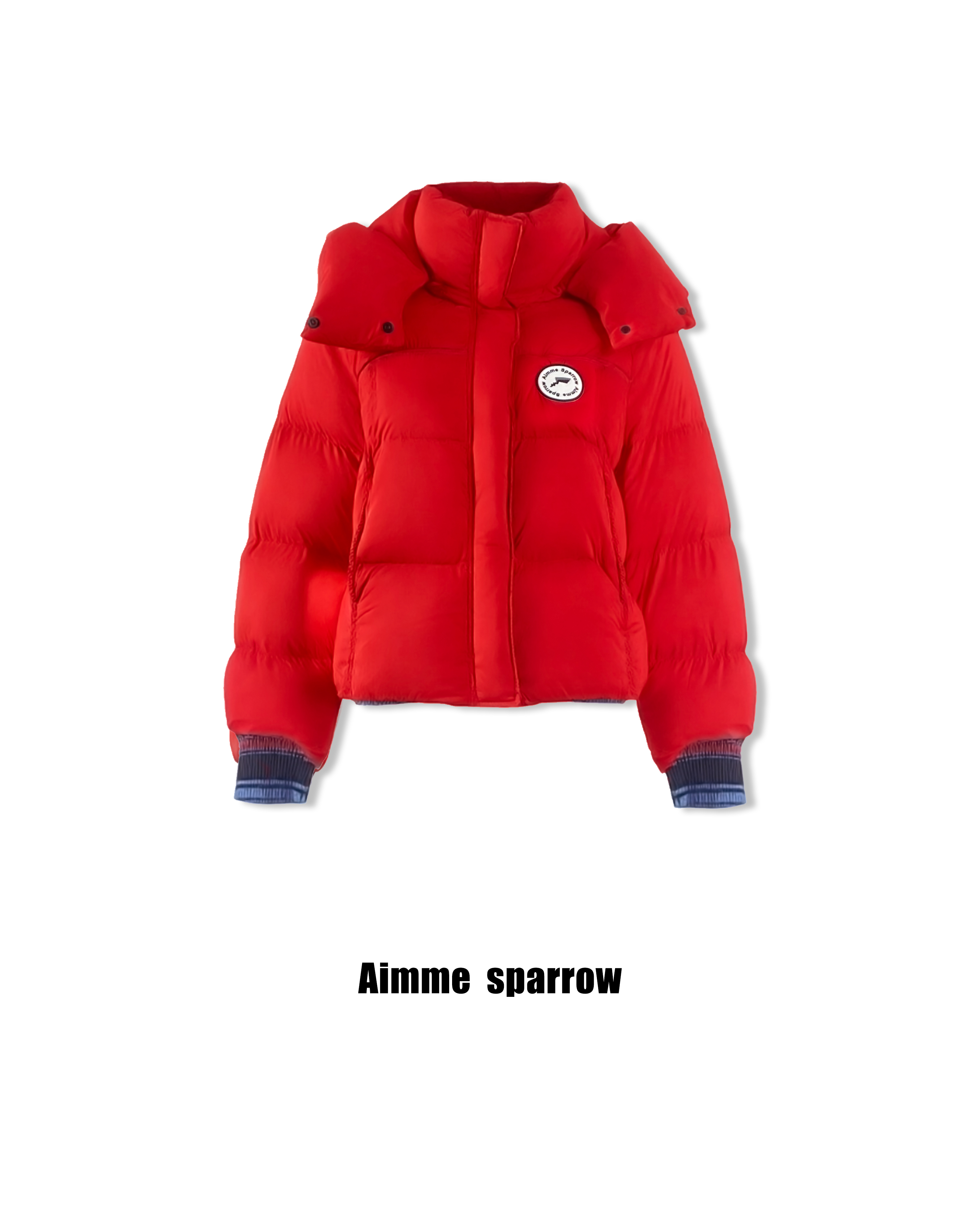 Aimme sparrow红色高领拼接绒服