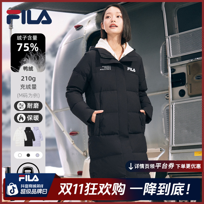 Fila/斐乐防寒保暖女士冬季户外休闲轻暖感长款羽绒服F61W549998A